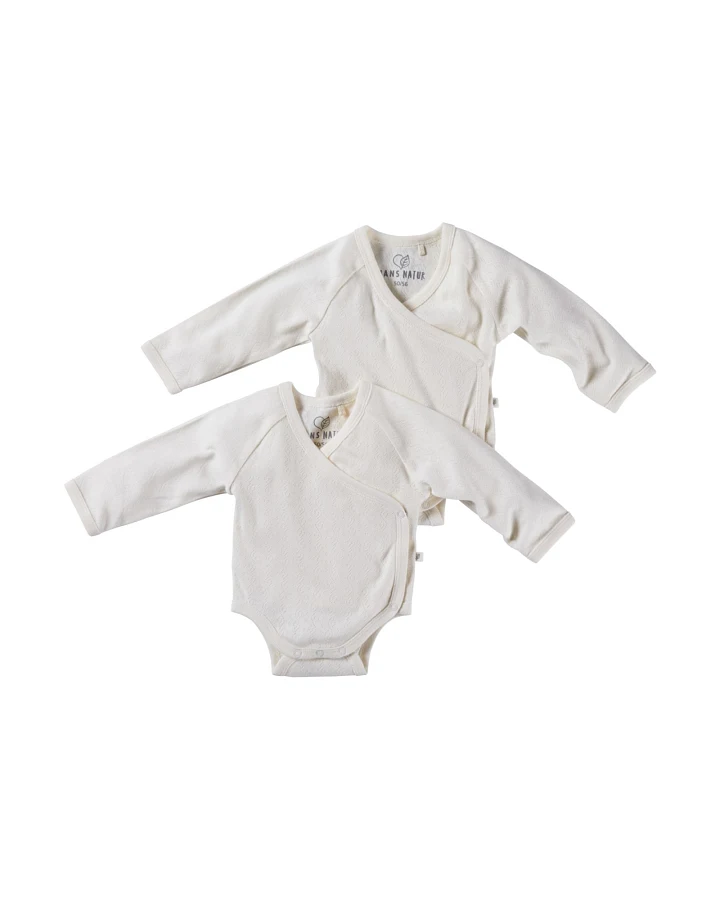 Baby Wickelbody Langarm Bio-Baumwolle 2er Set off white Gr. 62/68