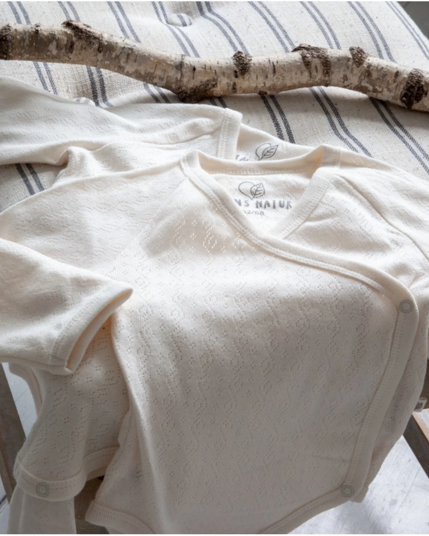 Baby Wickelbody Langarm Bio-Baumwolle 2er Set off white Gr. 74/80 – Ansicht 2