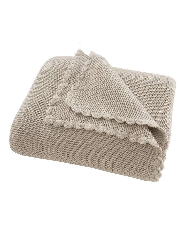 Kuscheldecke für Erwachsene Bio-Baumwolle light beige melange Maße 130 x 170 cm