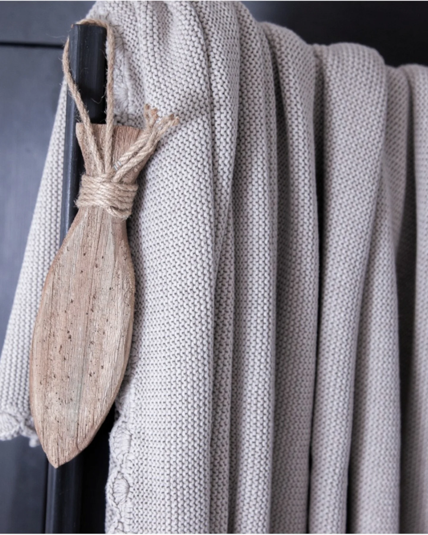 Kuscheldecke für Erwachsene Bio-Baumwolle light beige melange Maße 130 x 170 cm – Ansicht 2