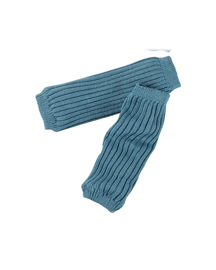 Kinder Stulpen Bio-Schurwolle bergblau Länge 25 cm
