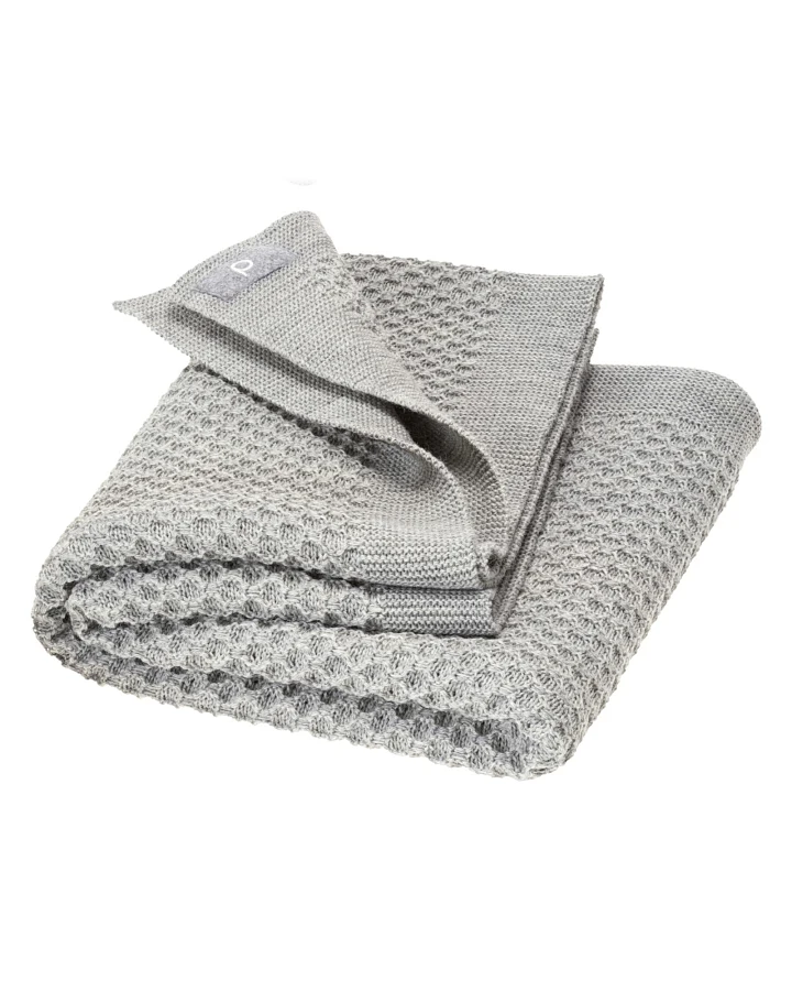 Produktseite: Disana Babydecke Wabenstrick Bio-Merinowolle grau Maße 80 x 100 cm