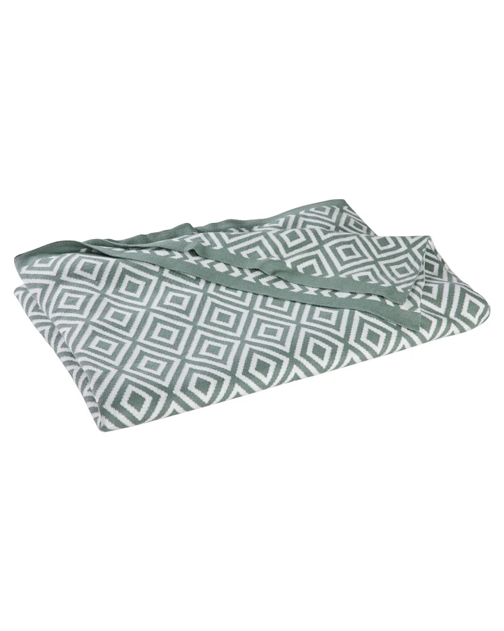 Kuscheldecke Bio-Baumwolle, Raute grün Maße 130 x 170 cm