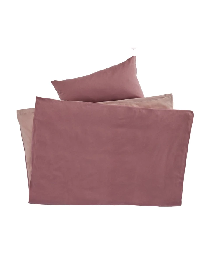 Kinderbettwäsche zum Wenden Bio-Baumwolle Jersey Mauve Bettbezug 100 x 135 cm, Kissen 40 x 60 cm