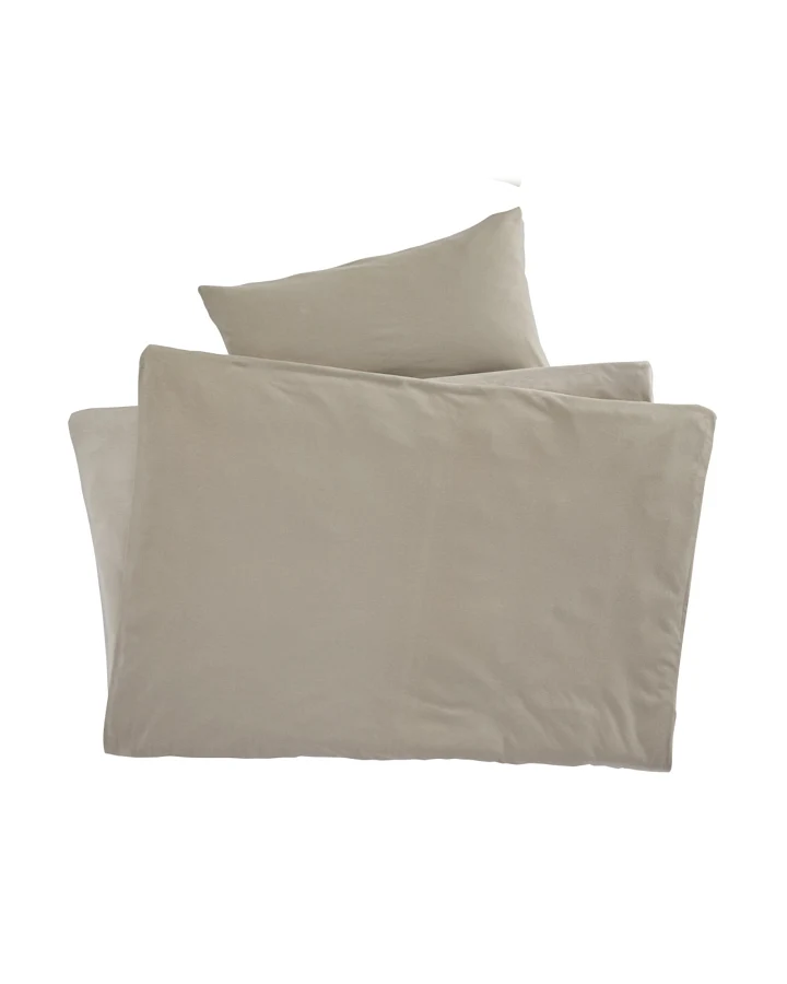 Kinderbettwäsche zum Wenden Bio-Baumwolle Jersey Sand Bettbezug 135 x 200 cm, Kissen 40 x 80 cm