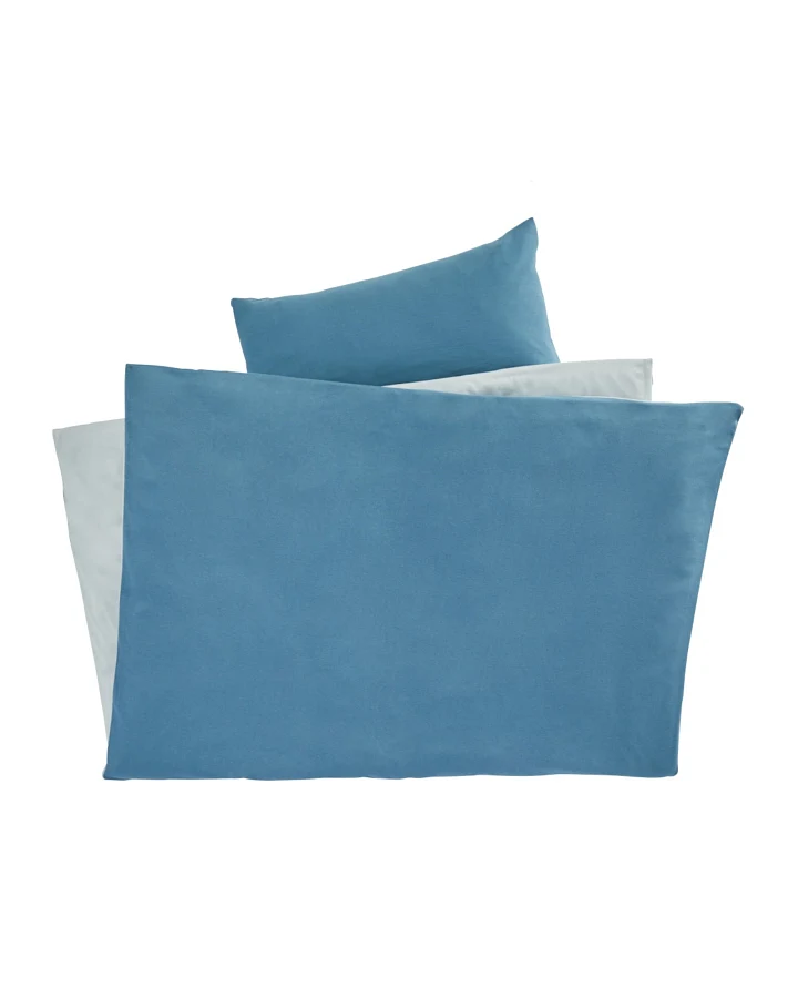 Kinderbettwäsche zum Wenden Bio-Baumwolle Jersey Dusty Blue Bettbezug 135 x 200 cm, Kissen 40 x 80 cm
