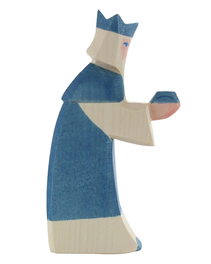 Produktseite: Ostheimer König (blau) 16 cm Laubholz, handgeschnitzt und lasiert