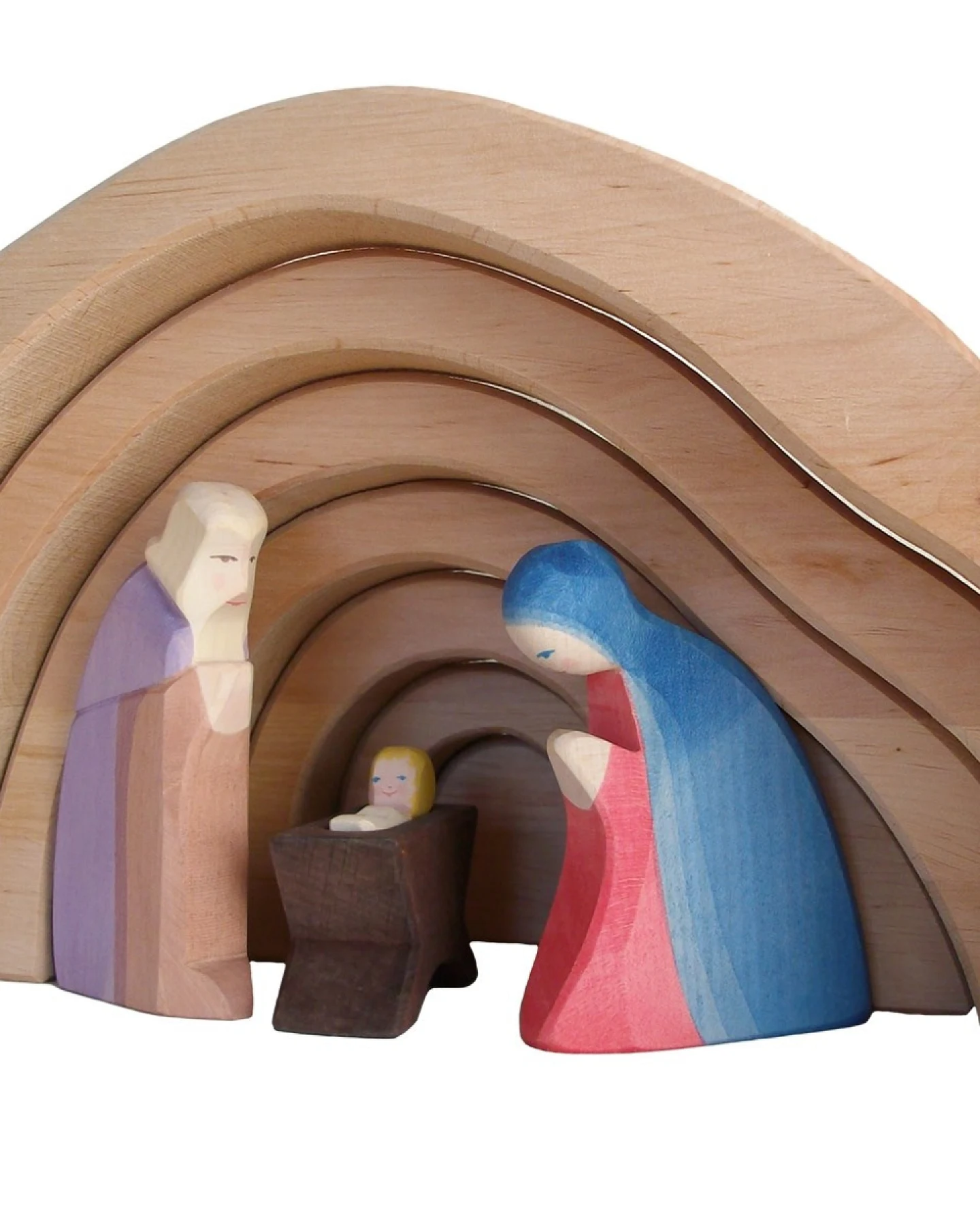 Krippe aus Erlenholz, 7-teilig Maße 40 x 21 cm – Ansicht 2