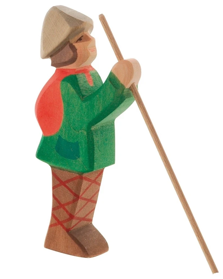 Ostheimer Hirte (stehend) 15 cm Laubholz, handgeschnitzt und lasiert