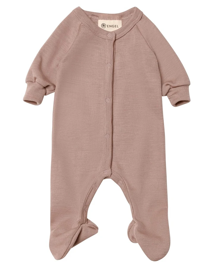 Engel Natur Baby Frühchen Schlafoverall mit Fuß Feinripp dustyrose Gr. 50