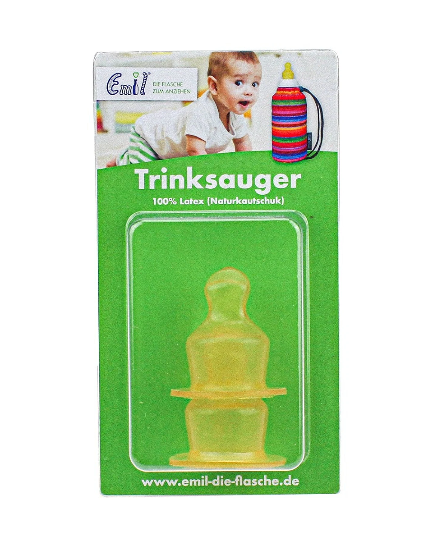 Emil Latexsauger 2er-Pack 0-6 Monate, verpackt Nur für Babyflasche – Ansicht 2