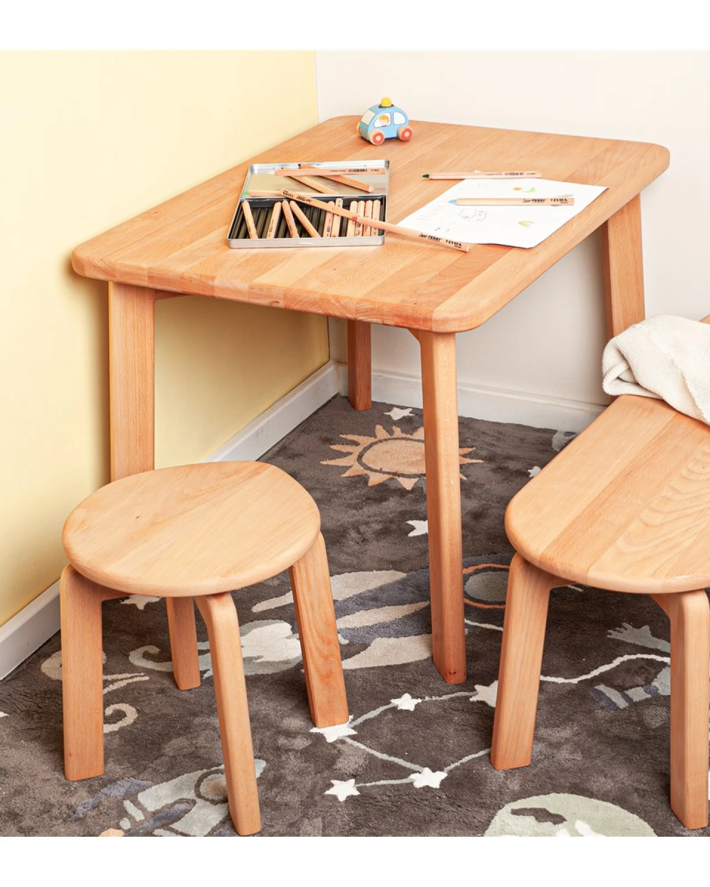 Kindertisch Leo Buche massiv geölt 80 x 60 x 53 cm – Ansicht 2