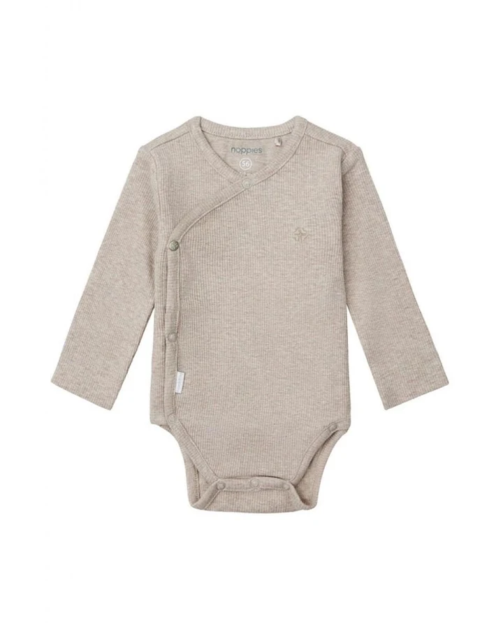 Produktseite: Wickelbody Nino taupe melange rip Gr. 44