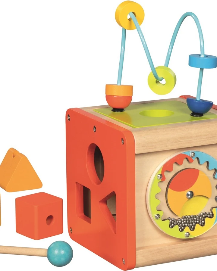 goki Activity- und Motorikwürfel Beatbox, 5-teilig, bunt lackiert Maße 14 x 14 x 24 cm