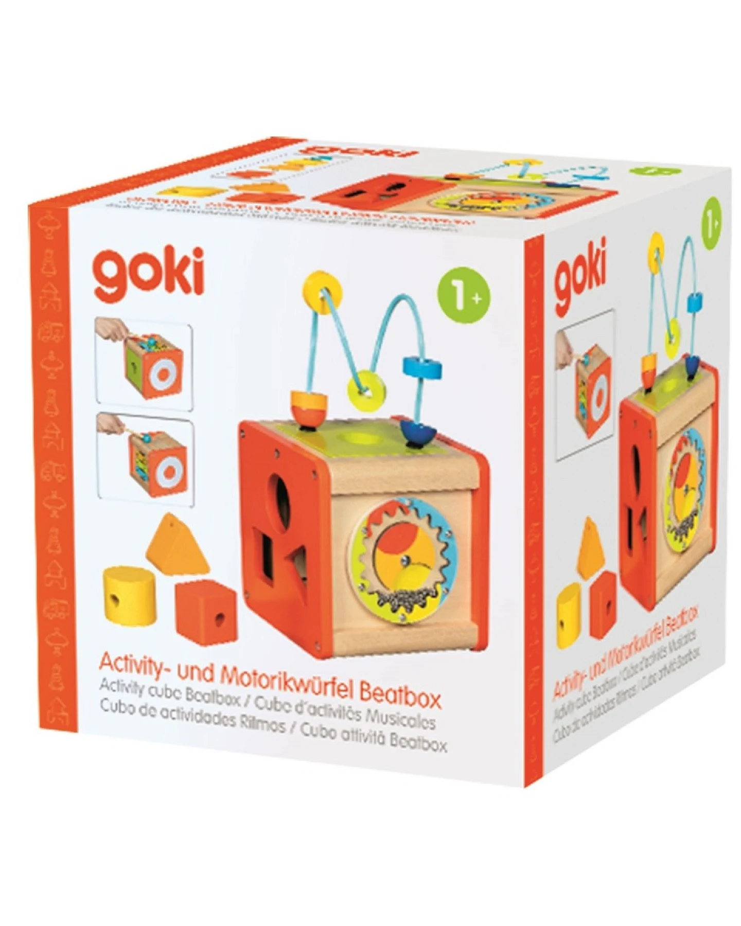 goki Activity- und Motorikwürfel Beatbox, 5-teilig, bunt lackiert Maße 14 x 14 x 24 cm – Ansicht 2
