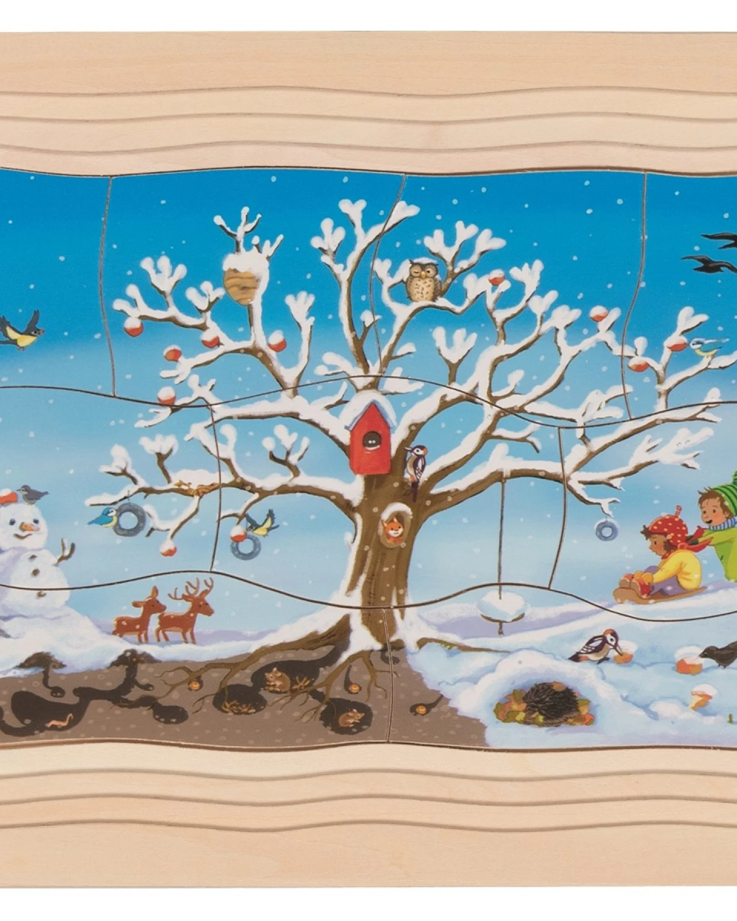 goki Schichtenpuzzle aus Holz, 47-teilig, Mein Apfelbaum Maße 28,5 x 20 x 1,5 cm – Ansicht 2