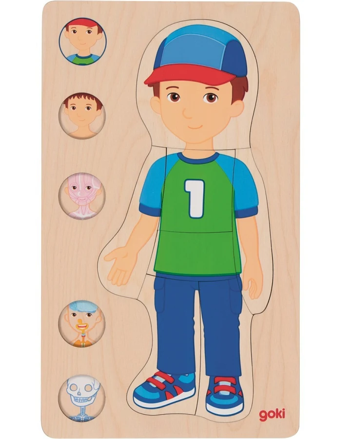 goki Schichtenpuzzle aus Holz, 29-teilig, Junge Maße 17,5 x 29,8 x 1,4 cm