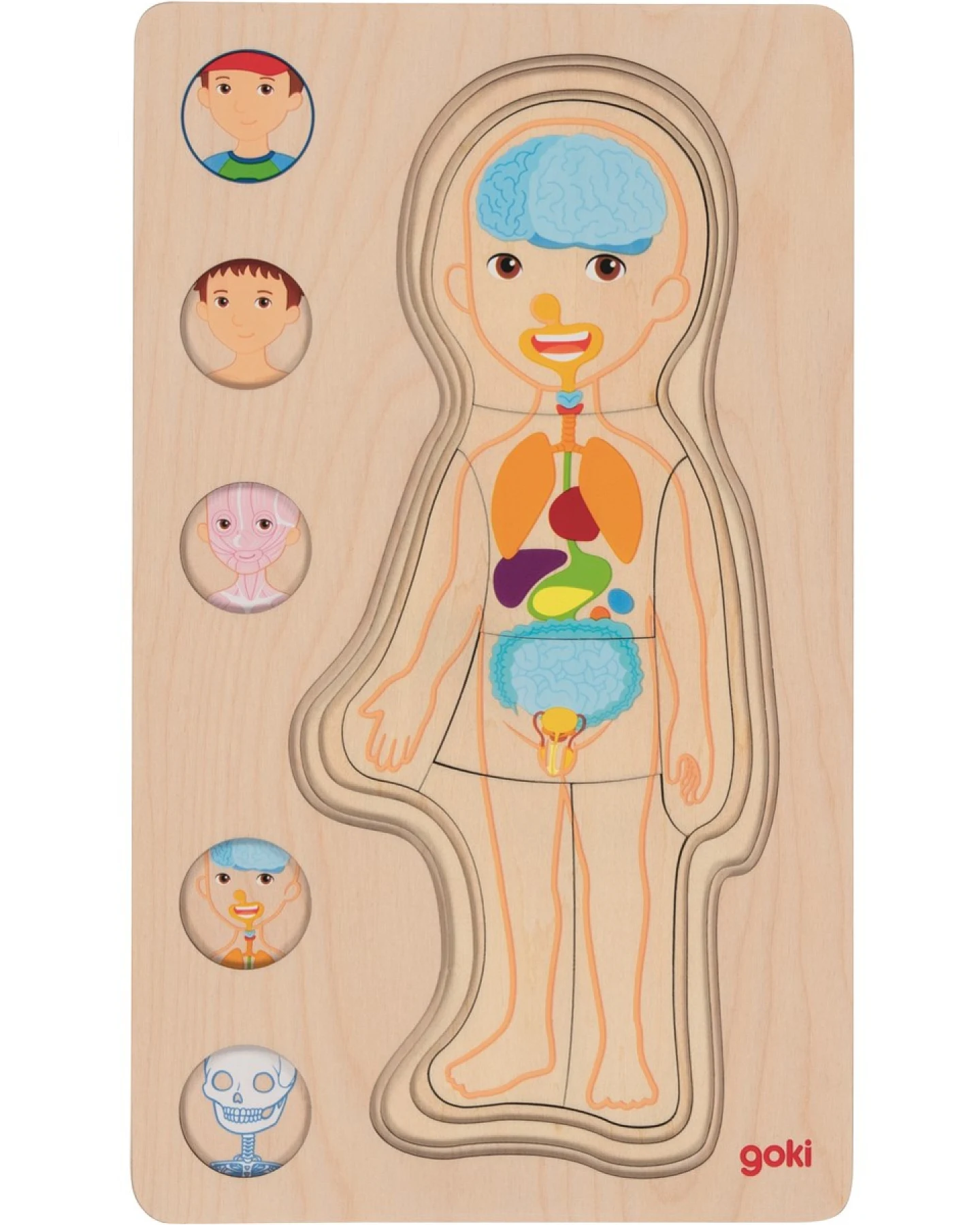 goki Schichtenpuzzle aus Holz, 29-teilig, Junge Maße 17,5 x 29,8 x 1,4 cm – Ansicht 2