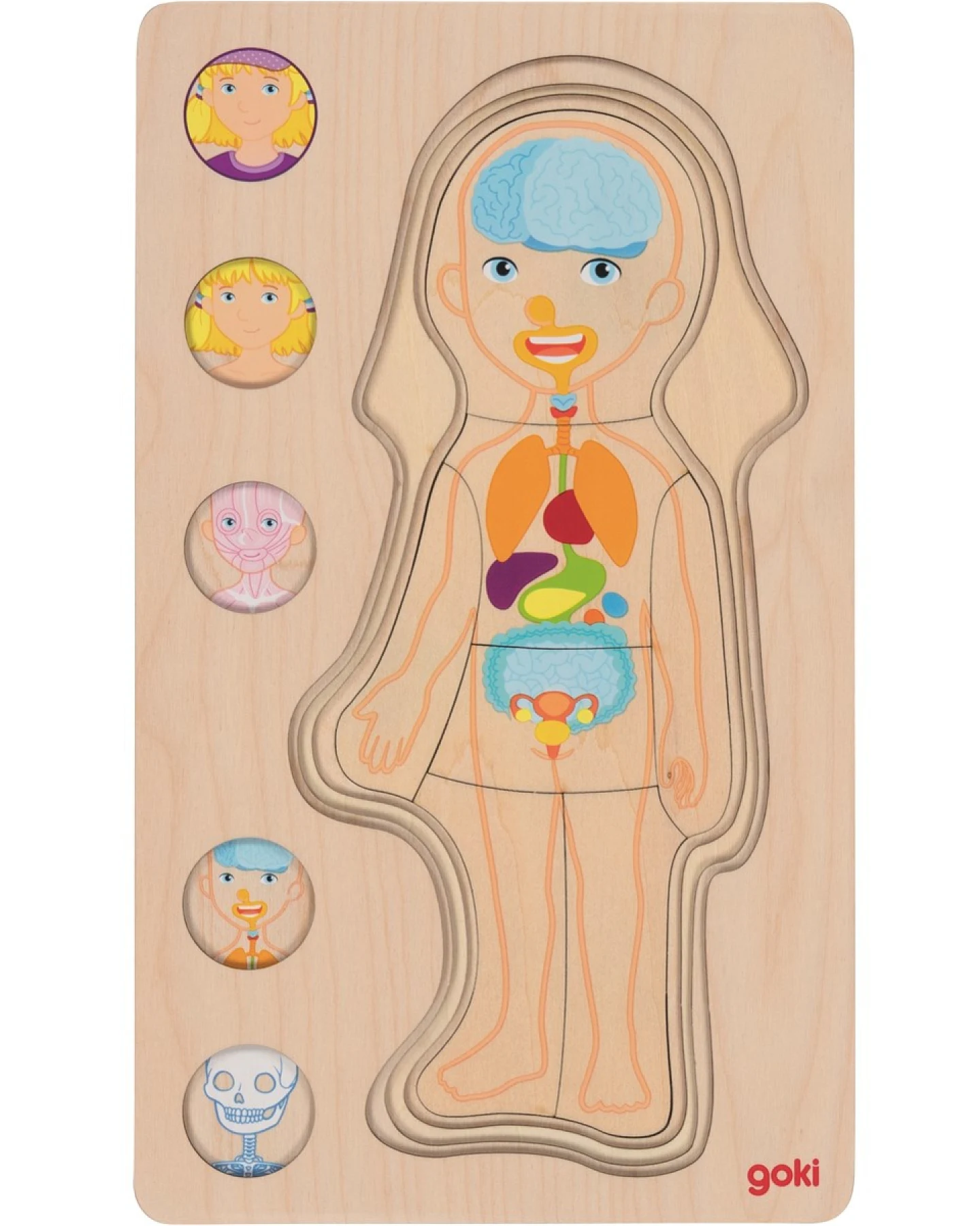 goki Schichtenpuzzle aus Holz, 29-teilig, Mädchen Maße 17,5 x 29,8 x 1,4 cm – Ansicht 2