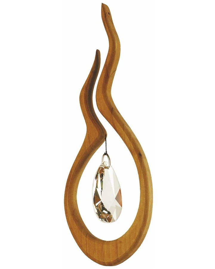Shakti aus heimischem Laubholz, Holzdeko mit Kristall Höhe 16 cm