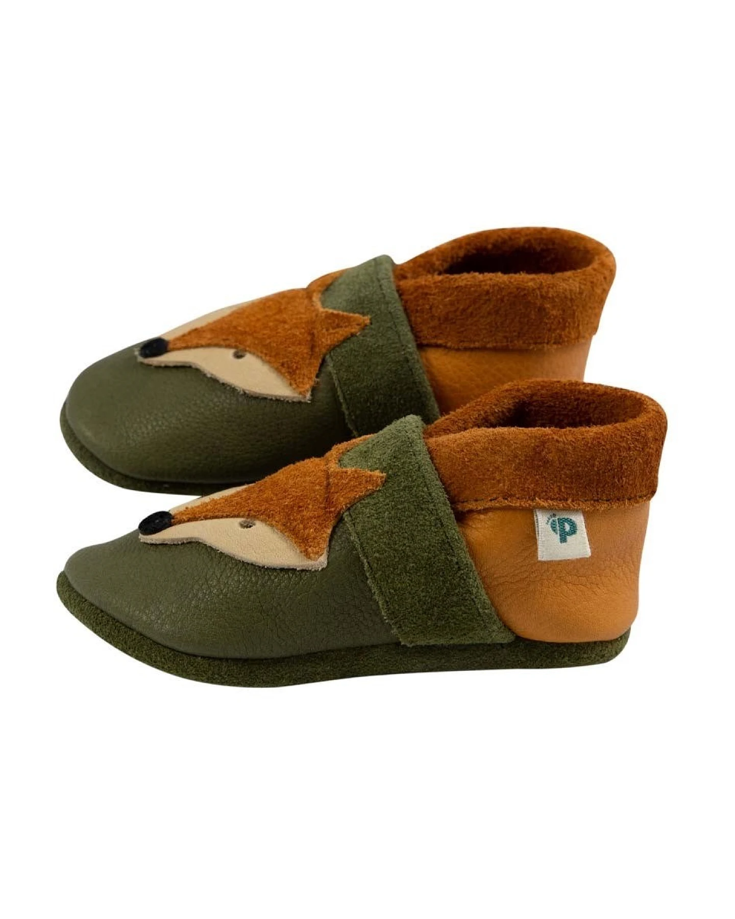 Baby und Kinder Hausschuhe Krabbelschuhe Ecopell Leder Fuchs olive Gr.18/19 – Ansicht 2