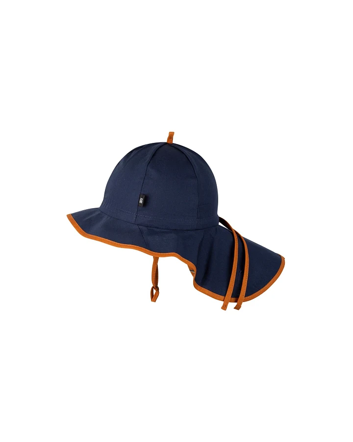 PURE PURE by Bauer Baby und Kinder Sonnenschutz Mütze mit Bindebändern UV 50 indigo karamell Gr. 47