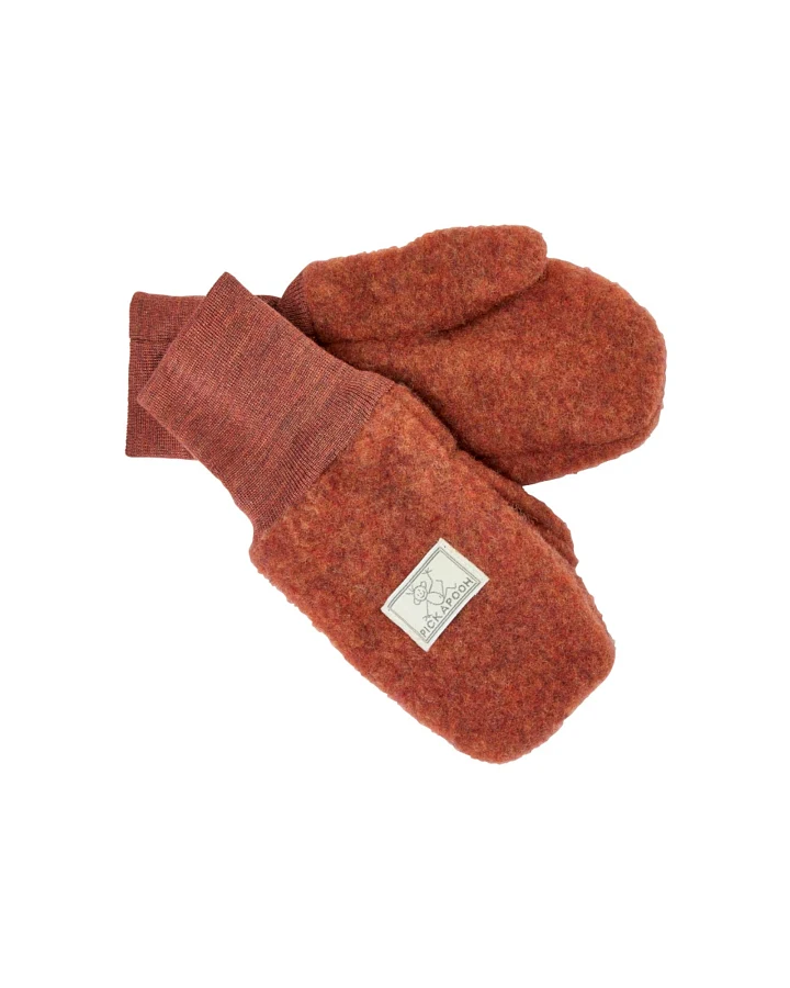 Pickapooh Kinder Fäustlinge Bio-Schurwolle Fleece redwood Gr.3 (2 bis 4 Jahre)