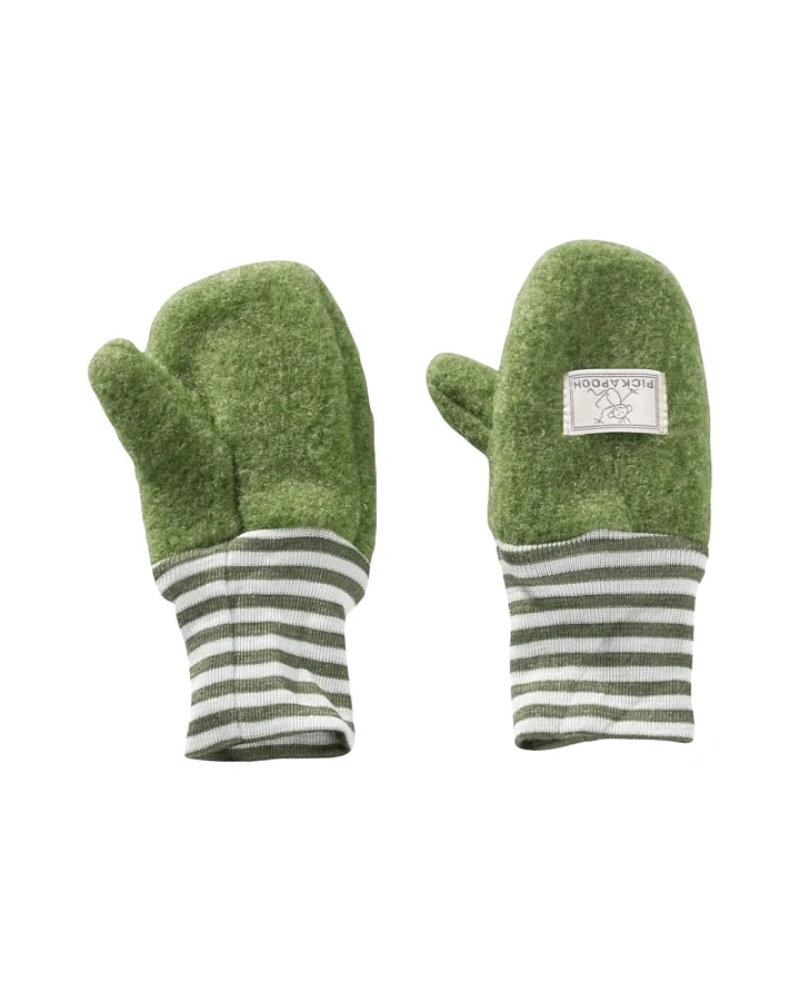 Pickapooh Kinder Fäustlinge Bio-Merinowolle Fleece moos Gr. 3 (2 bis 4 Jahre)