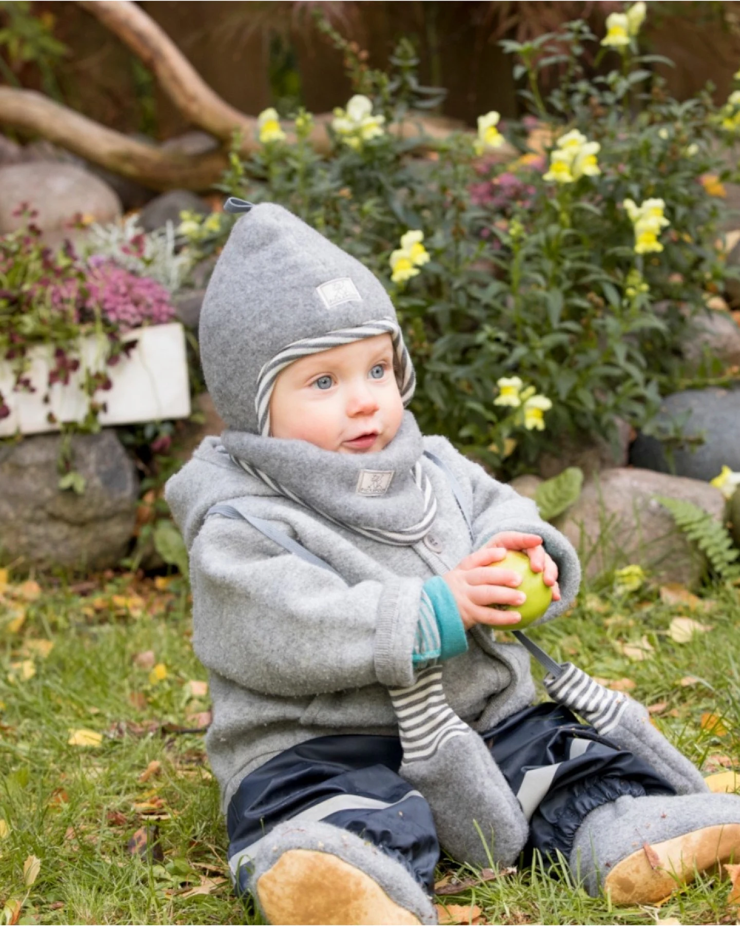 Pickapooh Kinder Fäustlinge Bio-Merinowolle Fleece grau Gr.3 (2 bis 4 Jahre) – Ansicht 2