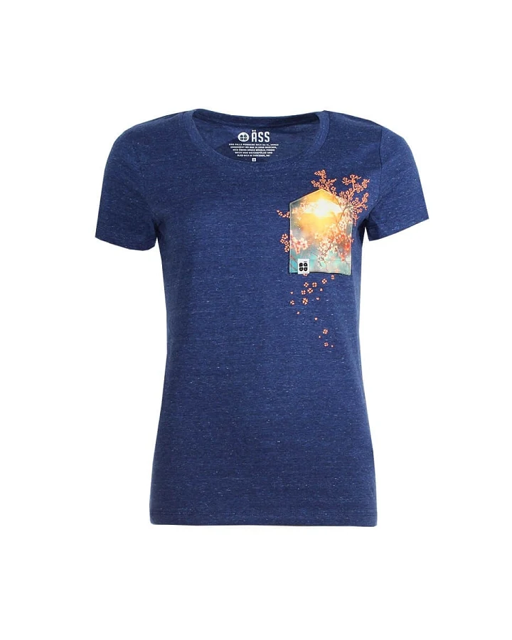 Damen T-Shirt "Kirschplüte BT" schneeblau meliert M