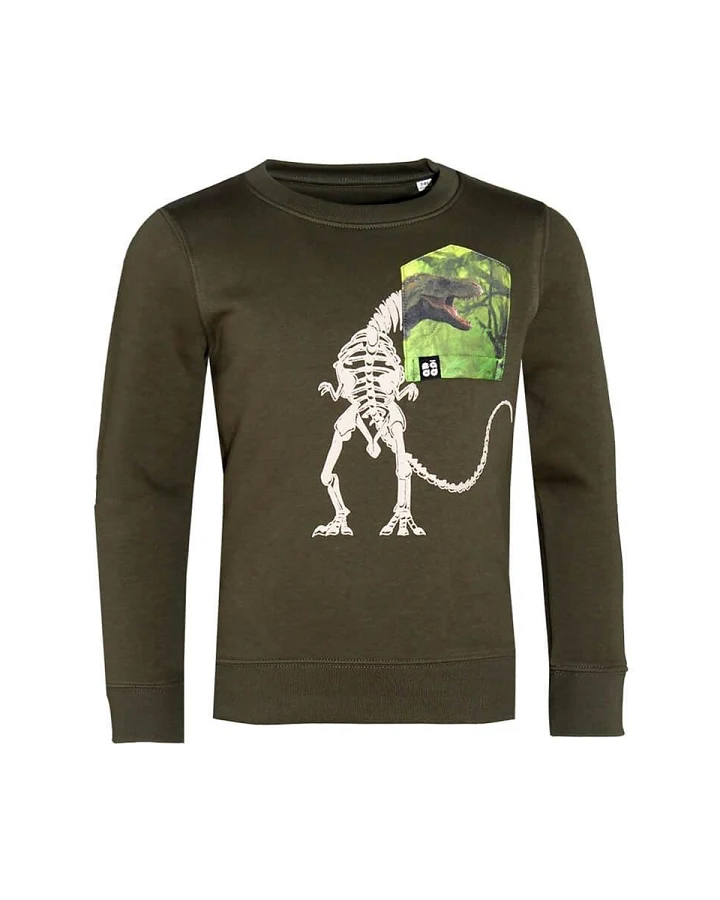 Kinder Pullover "T-Rex BT" khaki 5-6 Jahre
