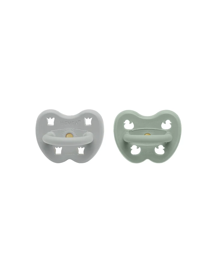 2er-Pack Schnuller Gorgeous Grey & Sage ab 3 Monate, Naturkautschuk, Krone + Ente