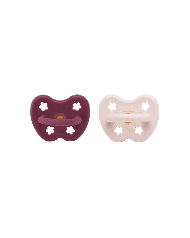 2er-Pack Schnuller Powder Pink & Rosewood ab 3 Monate, Naturkautschuk, Blume