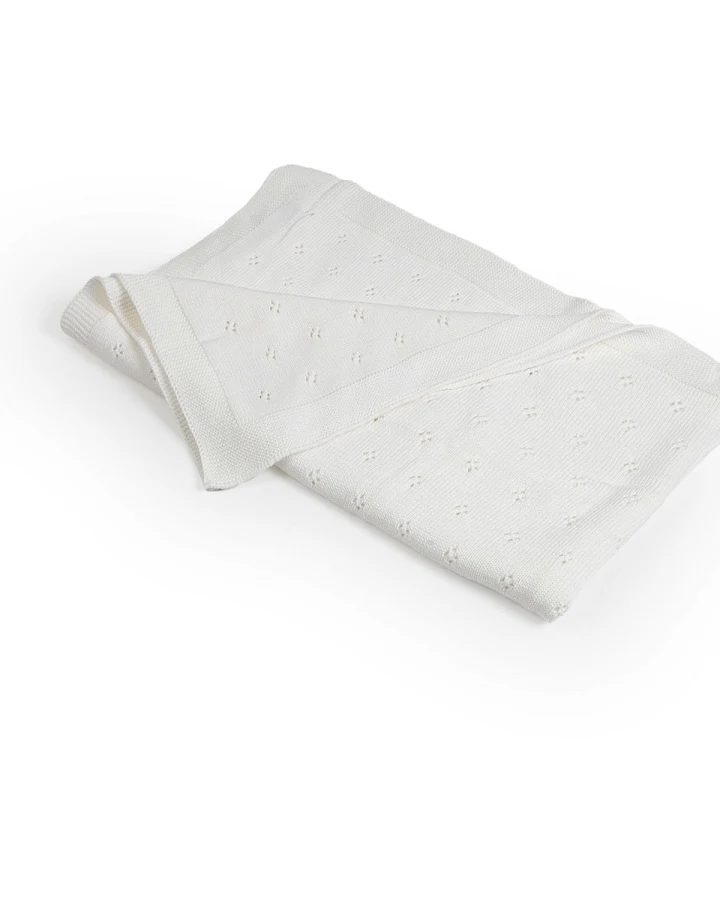 Babydecke Lochmuster Blume, 80x100 cm ivory