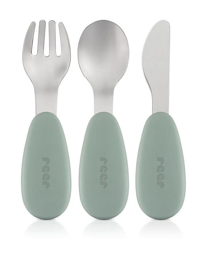 Reer Silikon-Edelstahl Besteck 3-teilig Gabel, Löffel, Messer
