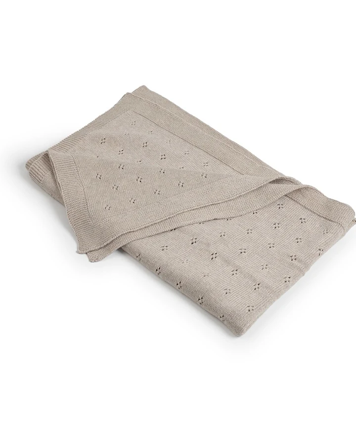 Babydecke Lochmuster Blume, 80x100 cm light beige