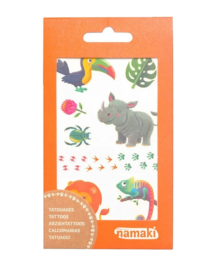 Bio Kindertattoos Tierwelt, 2 Blatt pro Set Maße 8,50 x 15 cm