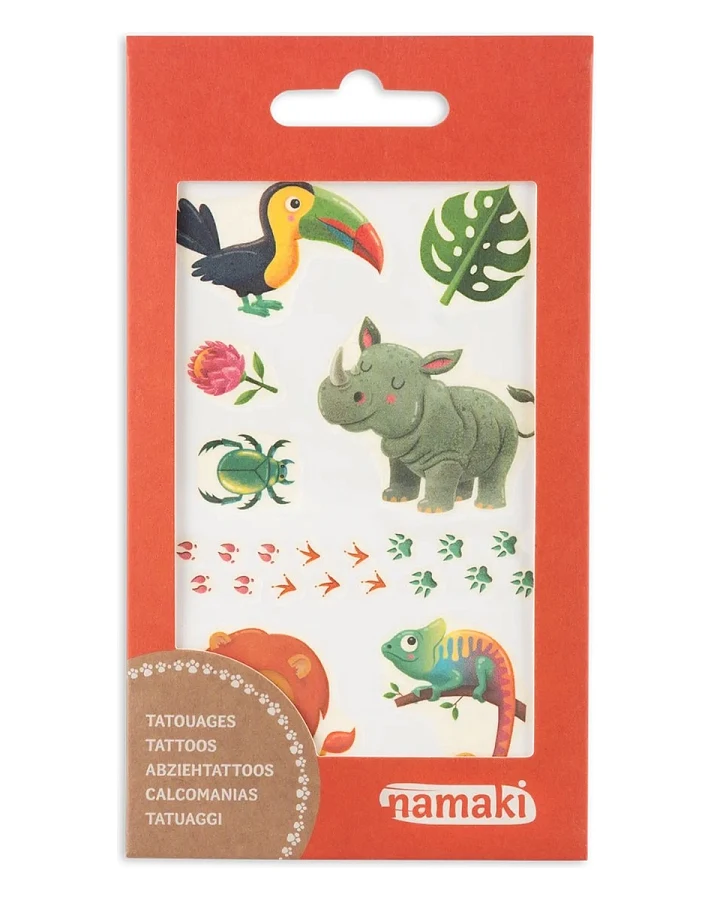 Bio Kindertattoos Tierwelt, 2 Blatt pro Set Maße 8,50 x 15 cm