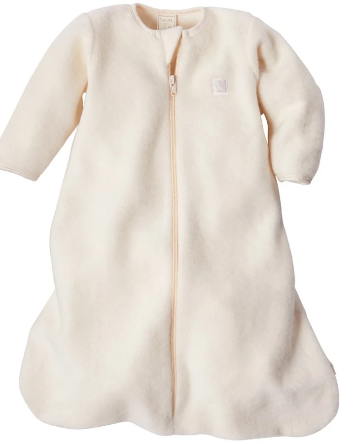 Schlafsack Baby "Milou" Bio-Schurwolle und Bio-Baumwolle natur Gr.2 (ca 95-100 cm), Ganzjahr