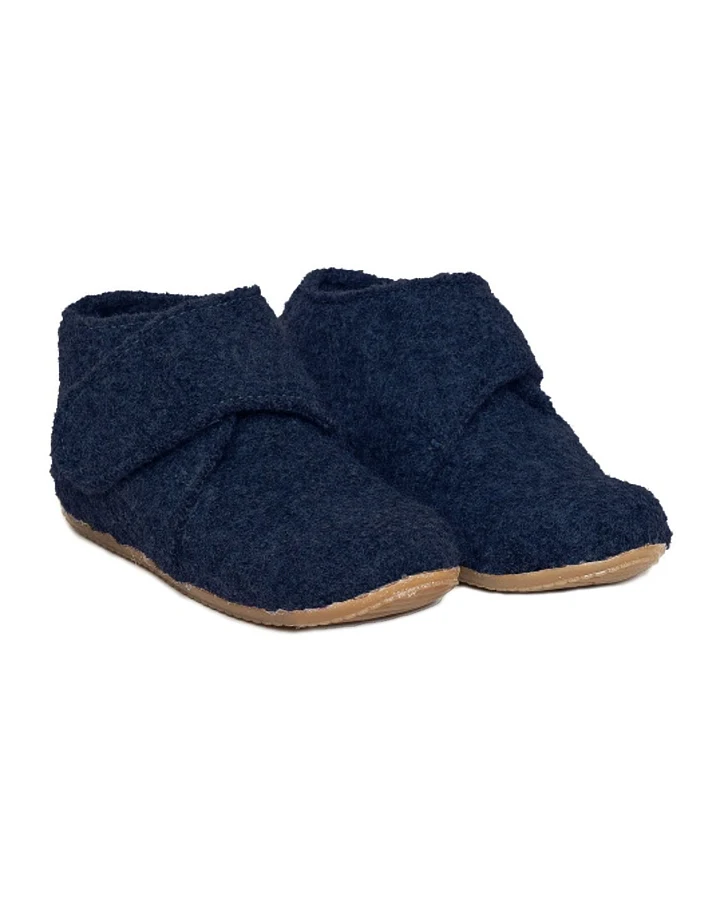 Kinder Hausschuhe Hüttenschuhe Wollwalk "Juno" marine Gr.21