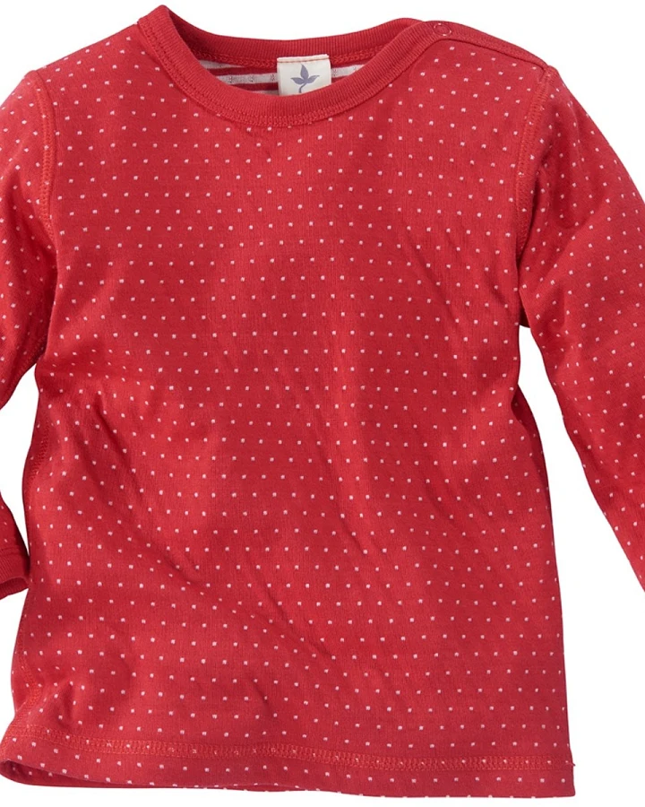 Baby und Kinder Langarmshirt zum Wenden Pünktchen rot-weiß Gr.86/92