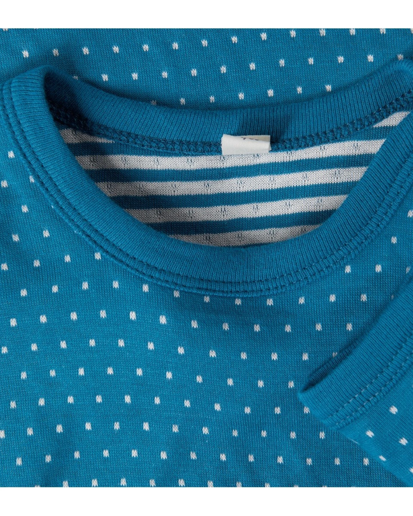 Baby und Kinder Langarmshirt zum Wenden Pünktchen blau-weiß Gr.86/92 – Ansicht 2