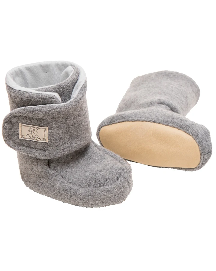 Pickapooh Baby Hausschuhe Walkpuschen hellgrau Gr.2 (3-6 Monate)