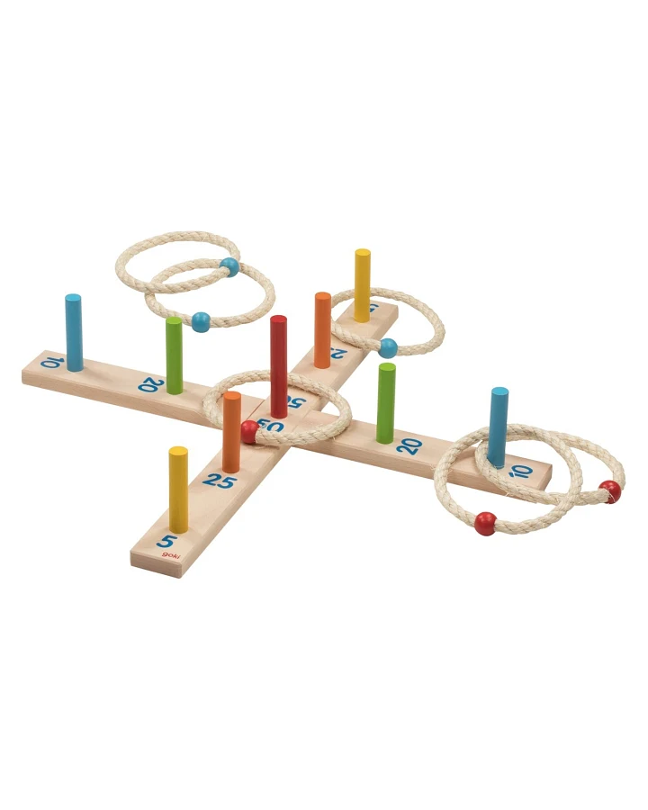 Produktseite: goki Kinder Ringwurfspiel aus Holz, 6 Sisalringe, teilweise bunt lackier Durchmesser 49 cm