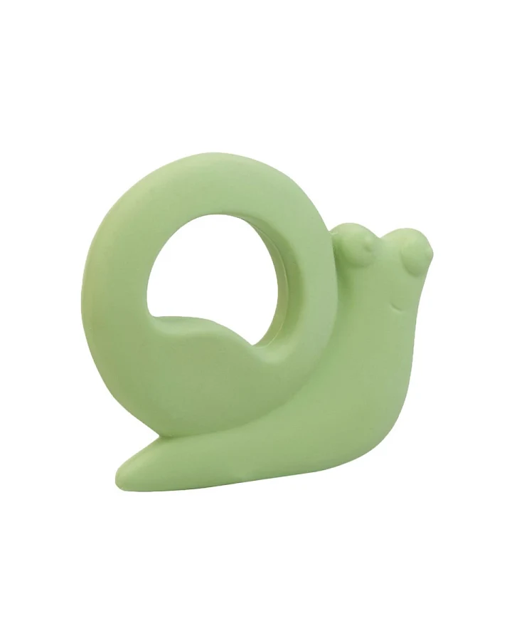 Natürlicher Greifling und Beißring aus Naturkautschuk Schnecke, grün Maße 3 x 11 x 13 cm