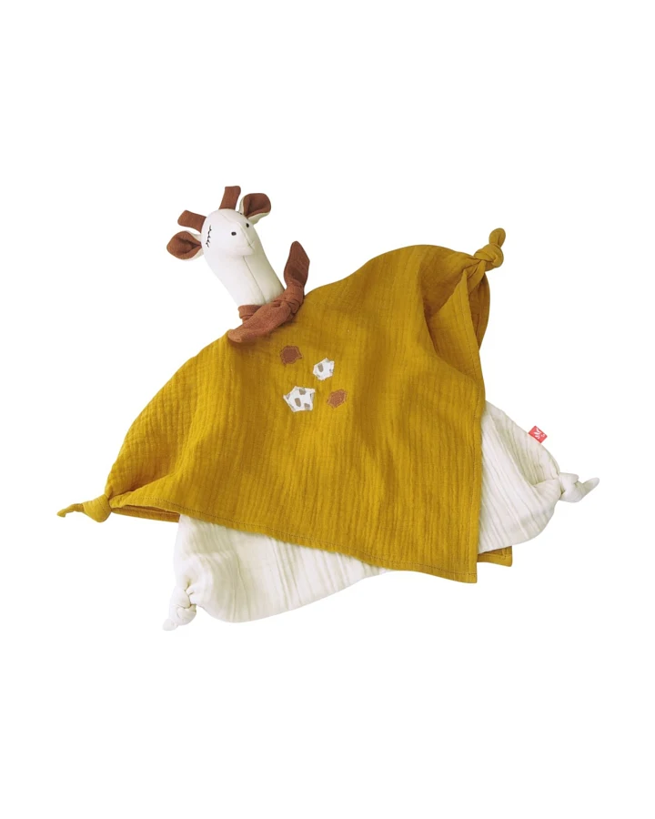 Produktseite: Schnuffeltuch Giraffe aus Bio-Baumwolle Maße 18 x 10 x 3,5 cm