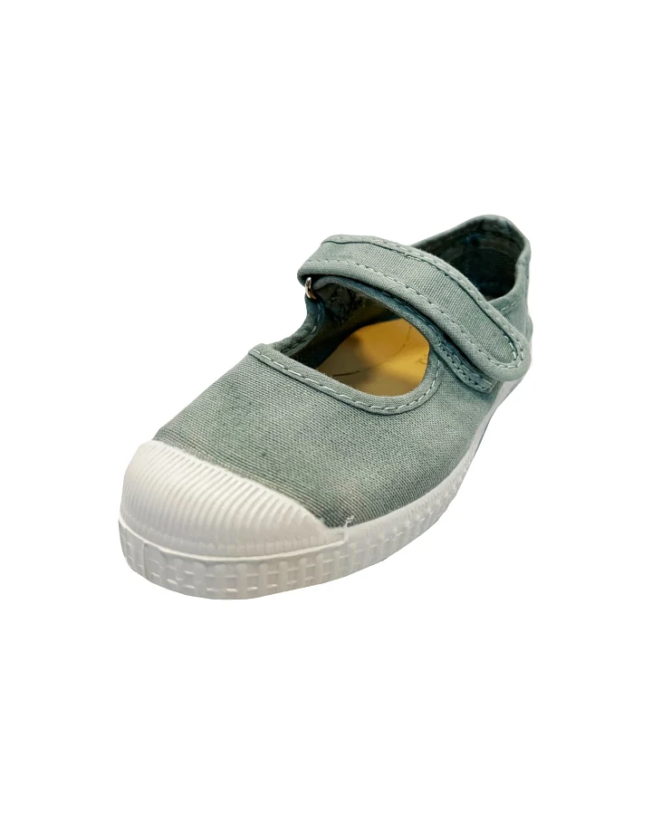 Natural World Kinder Schuhe Ballerinas mit Kappe und Klettverschluss aqua Gr.25