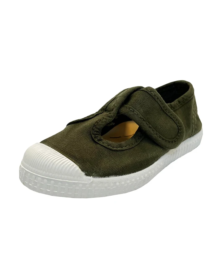 Natural World Kinder Schuhe mit Klettverschluss khaki Gr.25