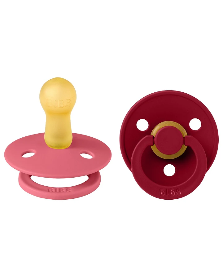 BIBS Schnuller Naturlatex "Colour" 2er Pack kirschförmig coral-ruby 0-6 Monate