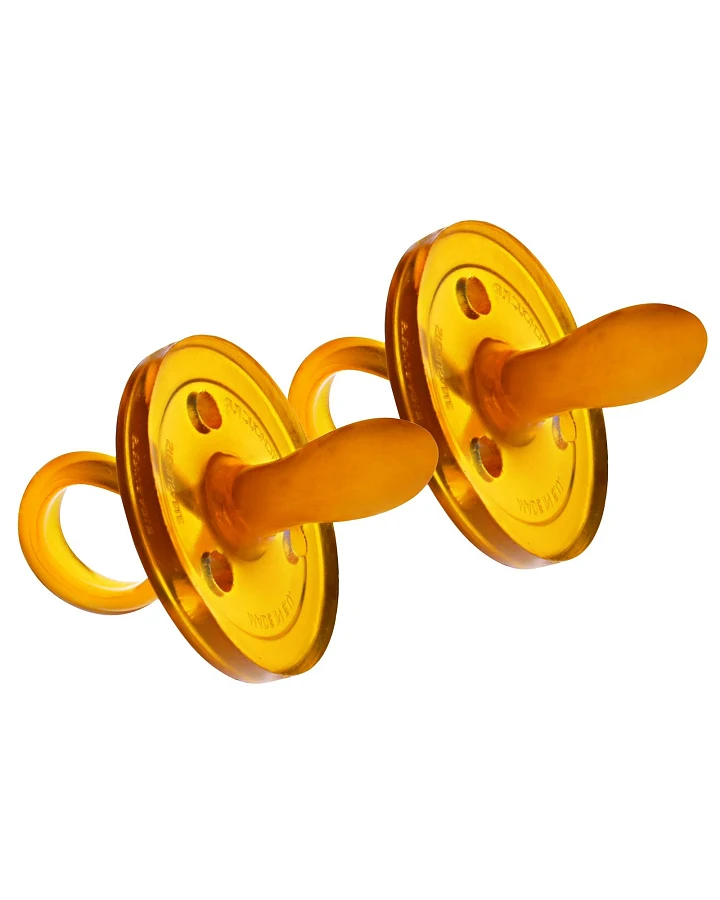 Goldi Beruhigungssauger, Naturkautschuk Schnuller, oval, 2er-Set 2 Stück, ab 6 Monate